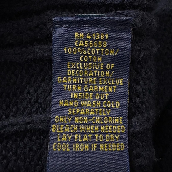 Polo by Ralph Lauren Big & Tall 3XLT Navy Cotton Crewneck Cable-Knit, Red Pony - Picture 11 of 16